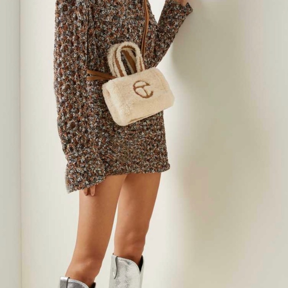 🆕UGG X TELFAR REVERSE SHEARLING MINI SHOPPING BAG WITH ATTACHED CROSSBODY STRAP